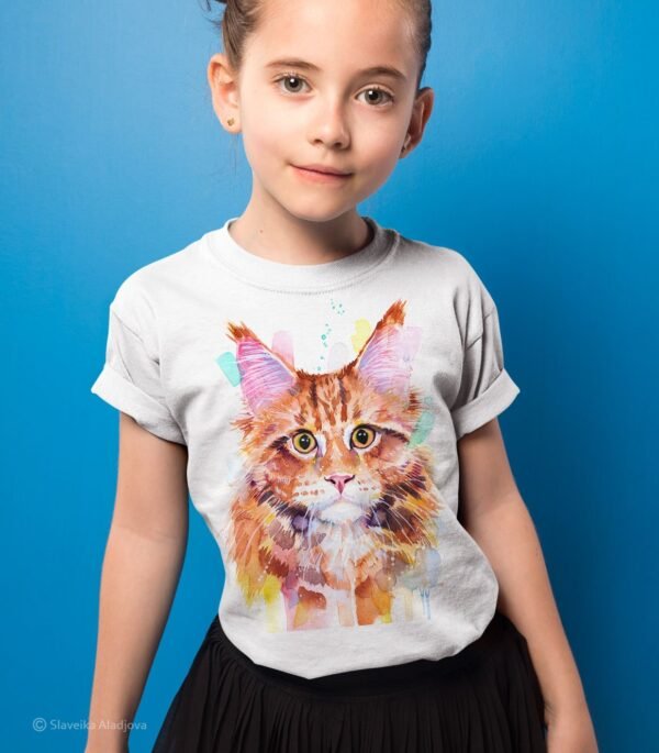 Maine Coon Cat Red Tabby art T-shirt