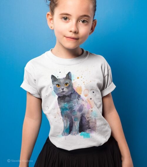 Chartreux cat art T-shirt