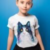 Black and white cat art T-shirt