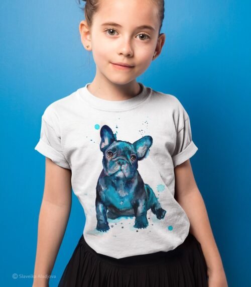 Black French Bulldog art T-shirt
