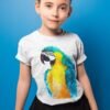 Blue and yellow macaw art T-shirt