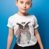 Crested owl art T-shirt