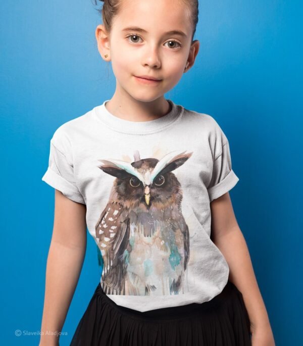 Crested owl art T-shirt