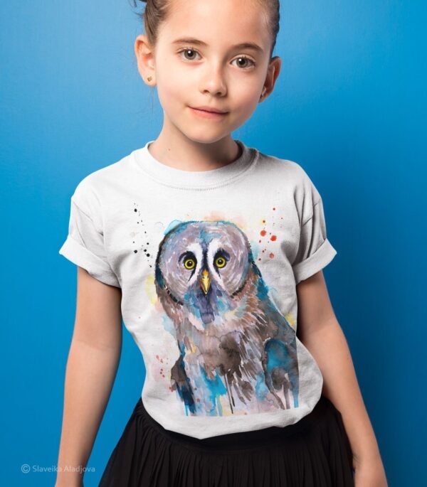 Great grey owl art T-shirt