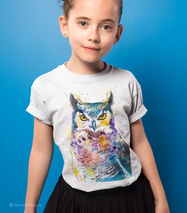 Horned Owl art T-shirt