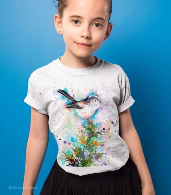 Long-tailed tit art T-shirt