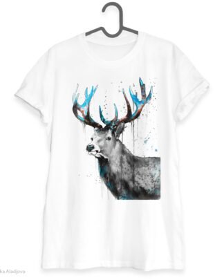 Black and white Red Deer art T-shirt