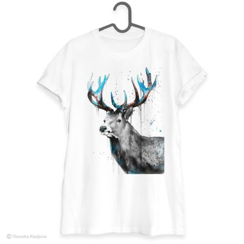 Black and white Red Deer art T-shirt