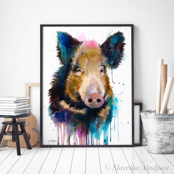 Wild boar watercolor 3 Wild boar