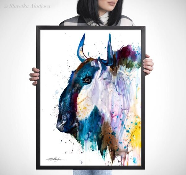 Wildebeest Gnu watercolor 5 Wildebeest Gnu