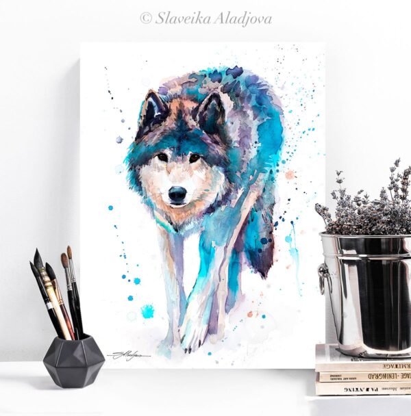 Wolf art watercolor 2 Wolf