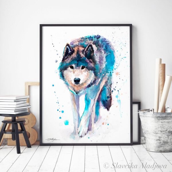 Wolf art watercolor 3 Wolf