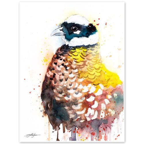 Reeves's Pheasant watercolor painting print by Slaveika Aladjova