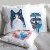 Black and white cat art pillow cover