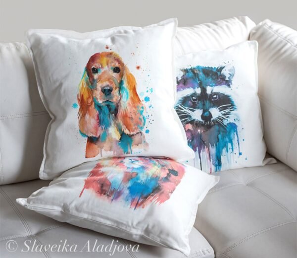 English Cocker Spaniel art pillow cover