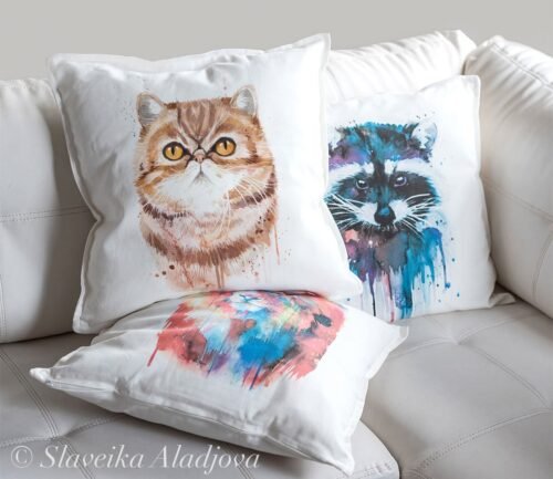Exotic Shorthair cat art pillow cover