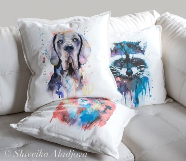 Blue Great Dane art pillow cover