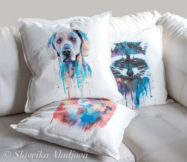 Blue Weimaraner art pillow cover