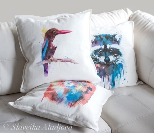 White-throated Kingfisher art Pillow cover