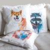 Red Shiba Inu art pillow cover