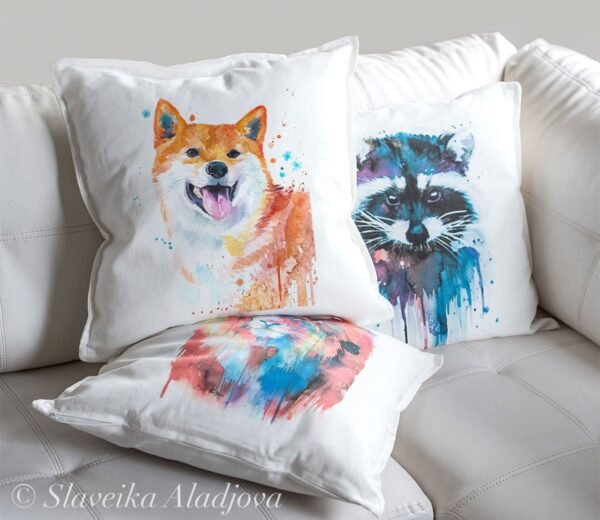 Red Shiba Inu art pillow cover