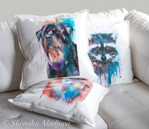 Rottweiler art pillow cover