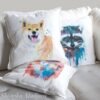 Cream Shiba Inu art pillow cover