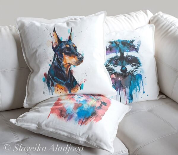 Doberman art pillow cover Doberman art pillow cover