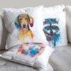 Red Dachshund art pillow cover