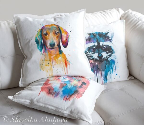 Red Dachshund art pillow cover