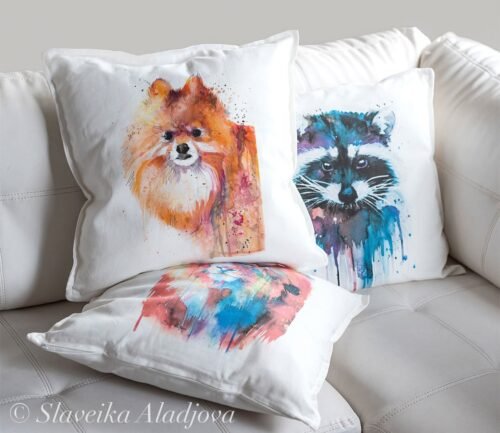 Pomeranian art pillow cover