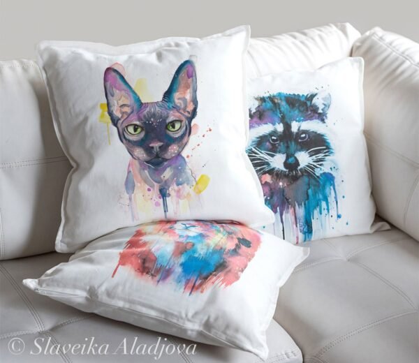 Sphynx cat art pillow cover