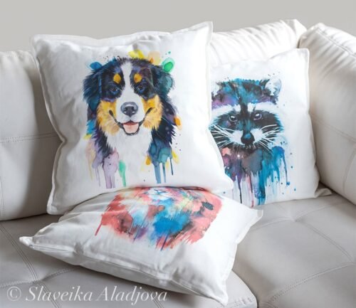 Bernese Mountain Dog art pillow cover