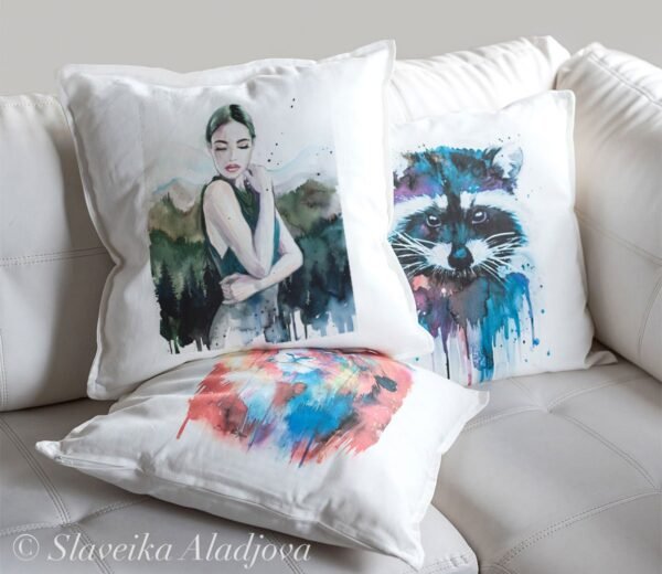 Mountain girl portrait art pillow cover Mountain girl portrait art pillow cover
