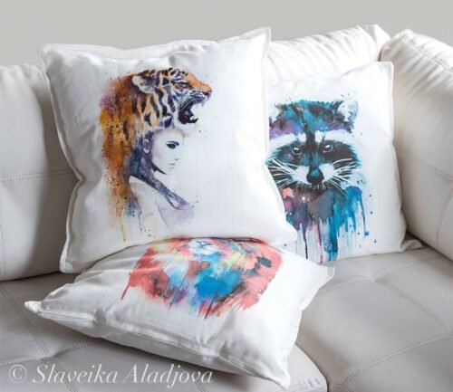 Tiger girl art pillow cover