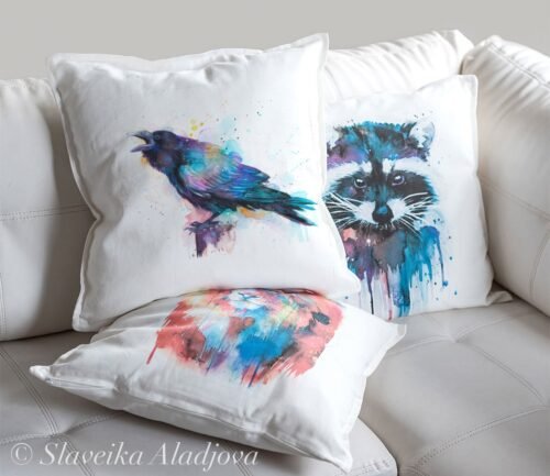 Raven art Pillow cover
