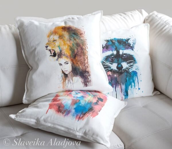 Lion girl art pillow cover Lion girl art pillow cover