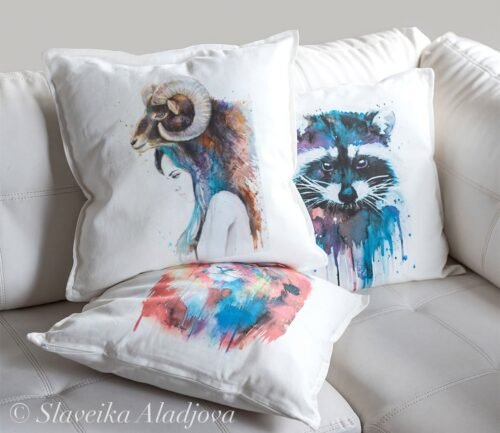 Mouflon girl art pillow cover