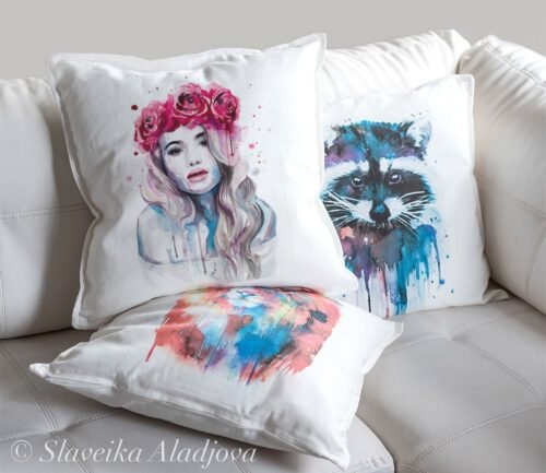 Rose crown girl art pillow cover