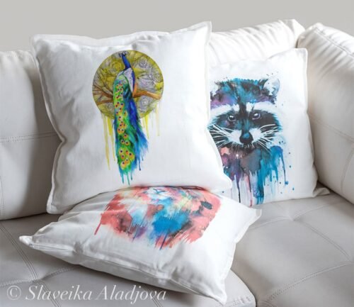Peacock art pillow cover