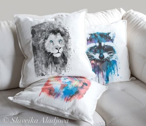 Black and white Lion art Pillow case