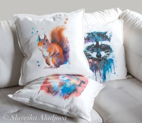 Red squirrel art Pillow case
