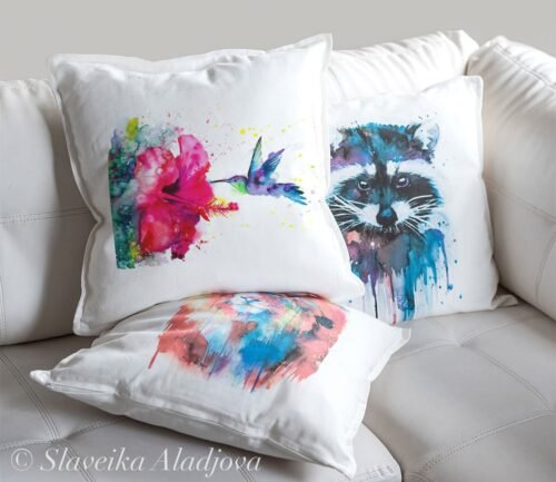 Violetear Hummingbird art Pillow cover