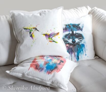 Hummingbirds art Pillow cover