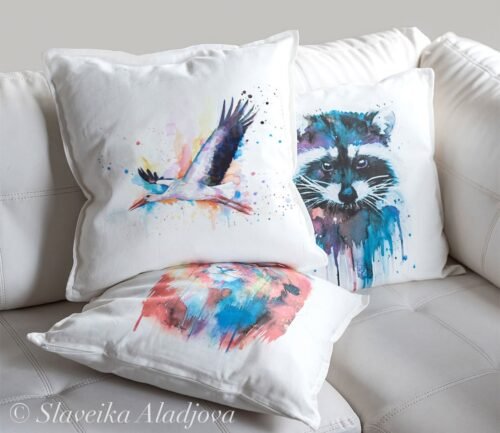 Stork art Pillow cover