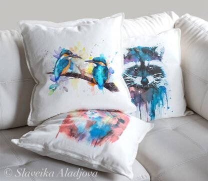 Common kingfisher art Pillow cover