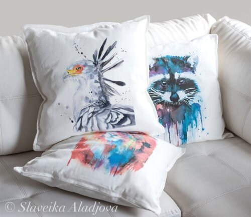 Secretary bird art Pillow cover