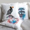 Tufted puffin art Pillow cover