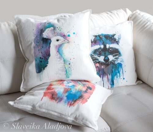 White Peacock art Pillow cover
