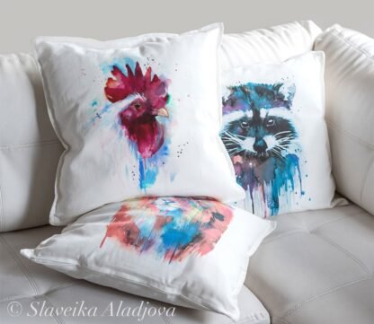 White Rooster art Pillow cover